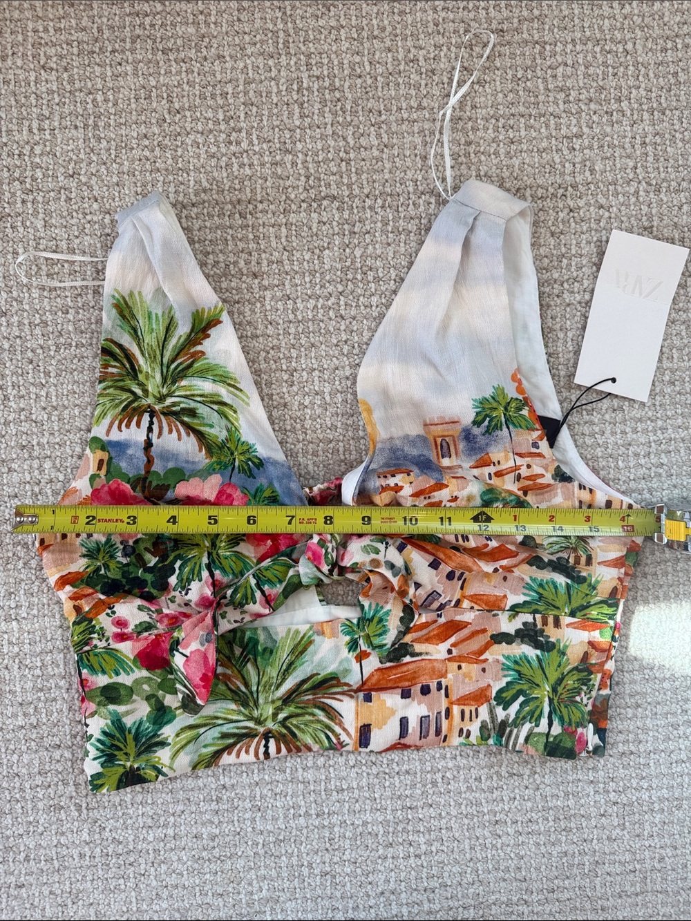 Zara White Multi Tropical Knot-Front Crop Top - Picture 5 of 5